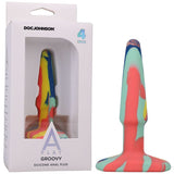Doc Johnson ANAL TOYS Coloured A-Play Groovy Silicone Anal Plug- 4 inch - Sunrise  10 cm Butt Plug 782421083304
