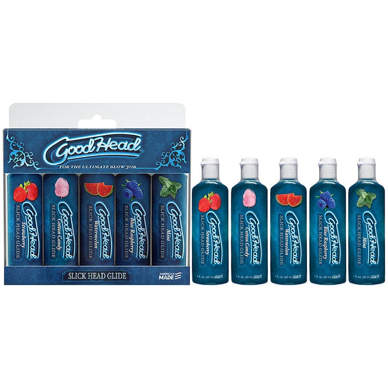 Doc Johnson LOTIONS & LUBES GoodHead Slick Head Glide - Flavoured Water based Lubes - Set of 5 x 30 ml Bottles 782421077860
