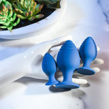 Evolved ANAL TOYS Blue Evolved GET YOUR GROOVE ON -  Butt Plugs - Set of 3 Sizes 844477018829