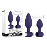 Evolved ANAL TOYS Navy  Evolved Dynamic Duo - Navy Blue Silicone Butt Plugs with USB Rechargeable Bullet 844477016573
