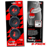 Hunkyjunk Adult Toys Black / One Size Super Hunkyjunk 3 Pc Cockrings Tar Ice 840215123091