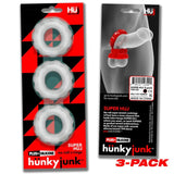 Hunkyjunk Adult Toys Clear / One Size Super Hunkyjunk 3 Pc Cockrings Clear Ice 840215123107