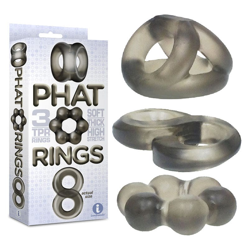 Icon Brands COCK RINGS Charcoal The 9's Phat Rings - Smoke Cock Rings - Set of 3 847841026734
