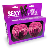 Little Genie LINGERIE & BODY WEAR Pink Sexy AF - Nipple Couture  Hearts -  Sequin Reuseable Nipple Pasties 685634103152