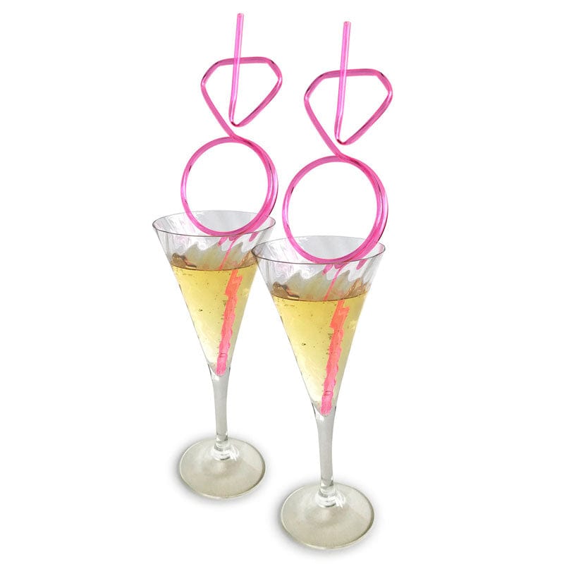 Little Genie NOVELTIES Pink Glitterati - Diamond Straw Set - Hens Party Novelty - Set of 8 817717010891