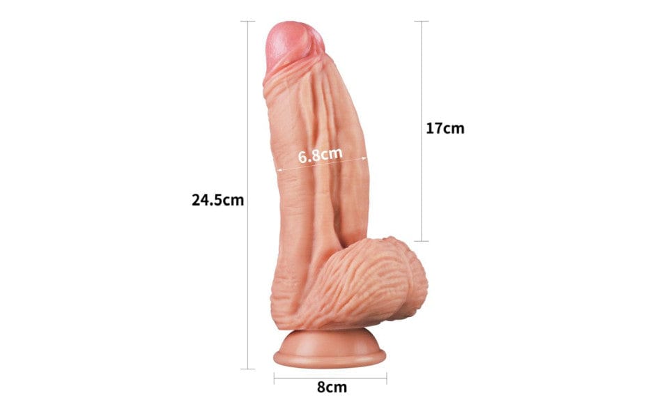 Lovetoy Adult Toys Flesh Dual layered Platinum Silicone Cock 10in Flesh 6970260909518