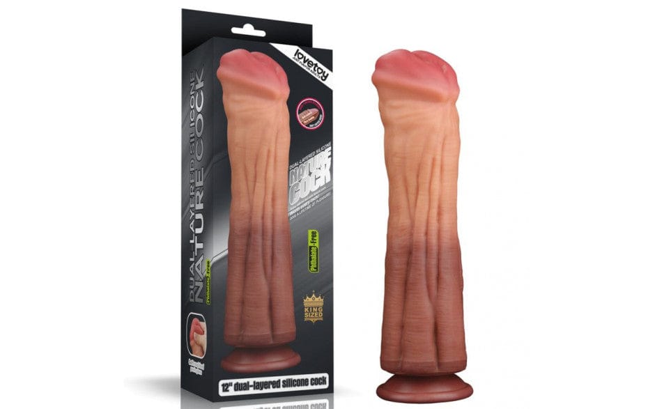Lovetoy Adult Toys Flesh Dual layered Platinum Silicone Cock 12in 6970260905640