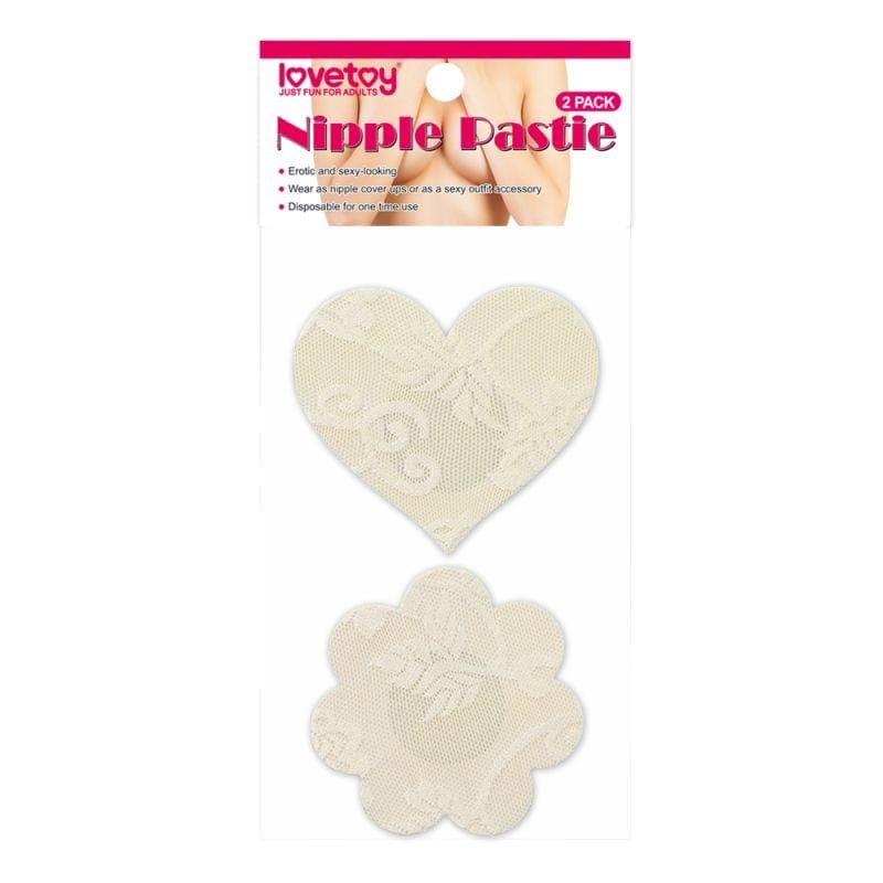 Lovetoy Adult Toys Nude Lace Heart and Flower Nipple Pasties Twin Pack 6970260909662