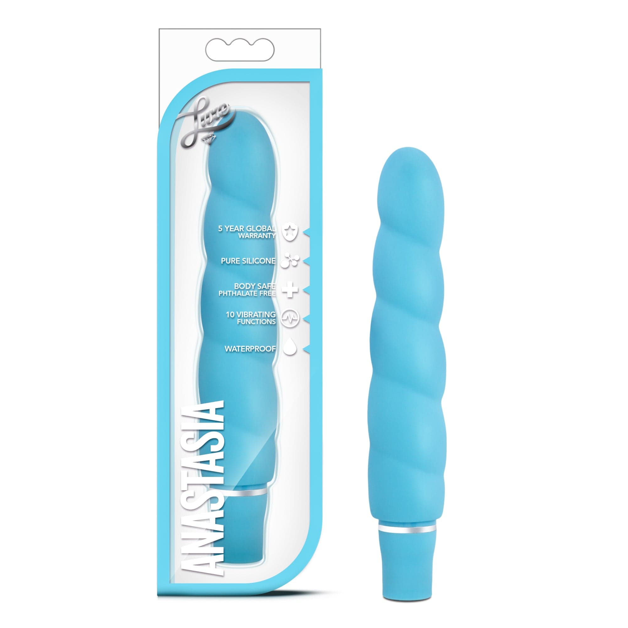 Luxe Anastasia Aqua 5.25 Inch Vibrating Silicone Toy Blue Vibrators