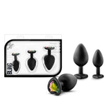 Luxe Adult Toys Black Luxe Bling Plugs Training Kit Black With Rainbow Gems 819835020691