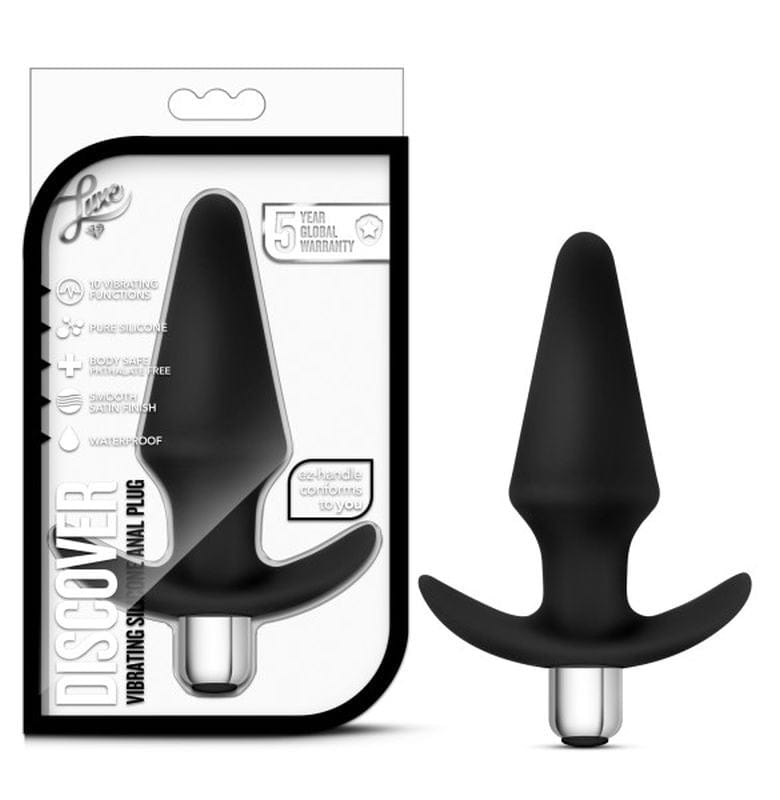 Luxe Discover Black Anal Plug with Vibrating Bullet 4 Inch Butt Plugs - Vibrating