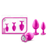 Luxe Adult Toys Pink Luxe Bling Plugs Training Kit Pink With White Gems 819835020721