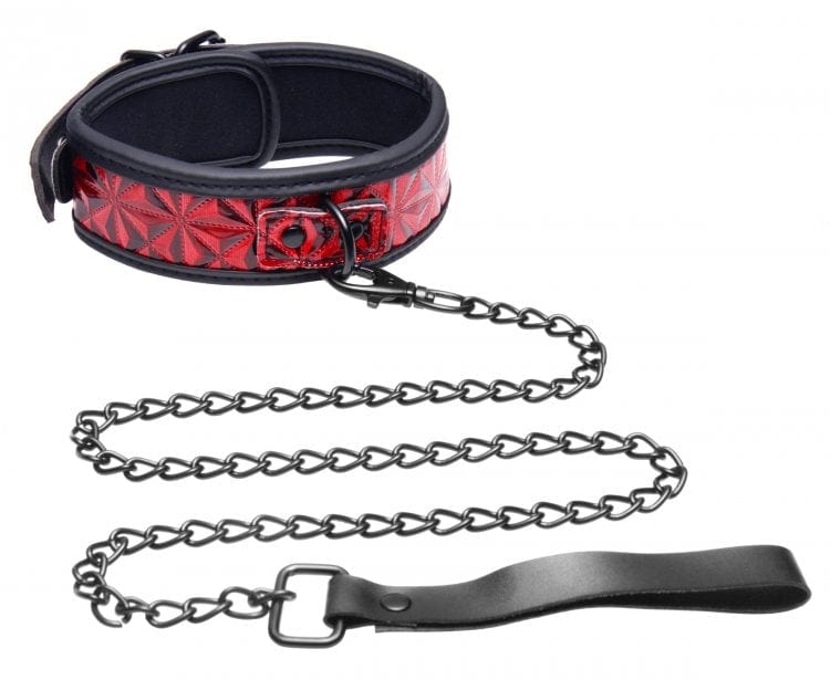 Master Series Adult Toys Red Crimson Tied Chained Collar With Leash 848518016577