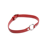 Master Series Adult Toys Red Fiery Pet Leather Choker w/ Silver Ring Red 848518044570