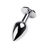 Metal Adult Toys Silver Silver Metal Anal Plug w Black Gem 4627173270243