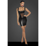 Noir Lingerie Black / Large Power Wetlook Short Dress w Front Tulle Inserts 5903050109363