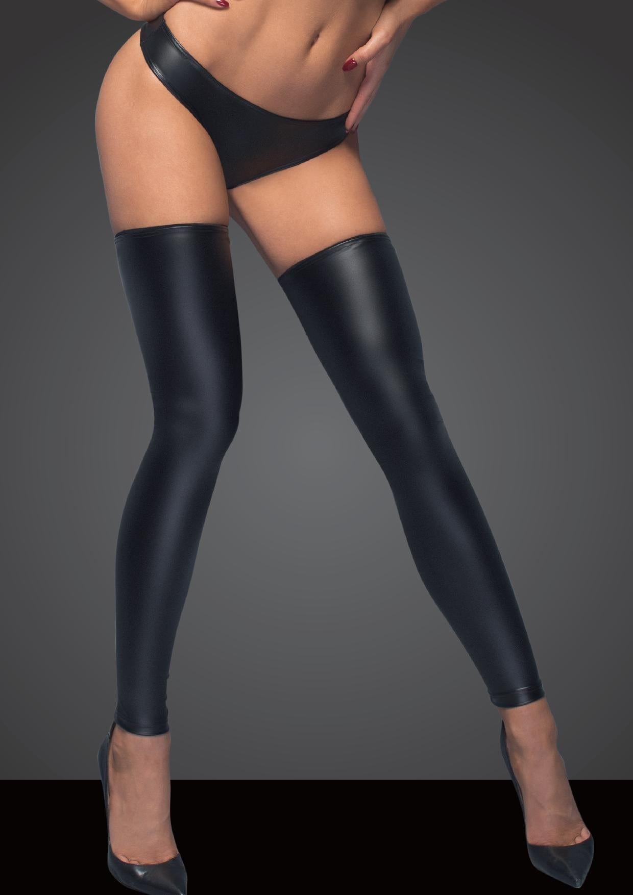 Noir Lingerie Black / Small Power Wetlook Stockings And Panties With Silver Zipper 5903050101145