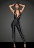 Noir Lingerie Black / Small Sleeveless Power Wetlook Overall With Lace 5903050101381