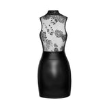 Noir Lingerie Power Wetlook Short Dress w Skirt & Tulle Top