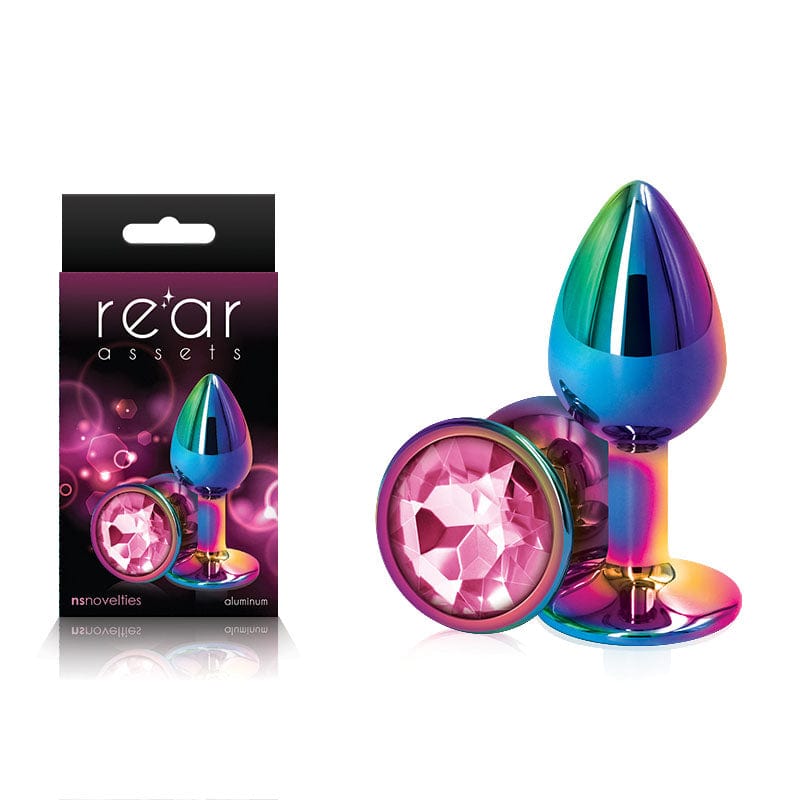 NS Novelties ANAL TOYS Coloured Rear Assets Multi  Small - Multi  Small Metal Butt Plug with Pink Gem Base 657447102950