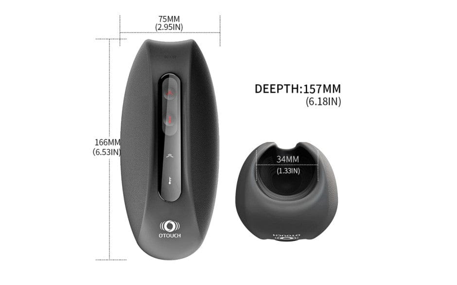 OTouch Adult Toys Black Deven Vibrating and Heating Masturbator