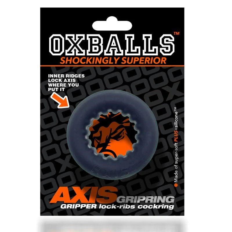 OxBalls Adult Toys Black / One Size Axis Rib Griphold Cockring Black Ice 840215121141