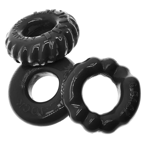 Bonemaker Three Piece Cockring Set Black Cockrings