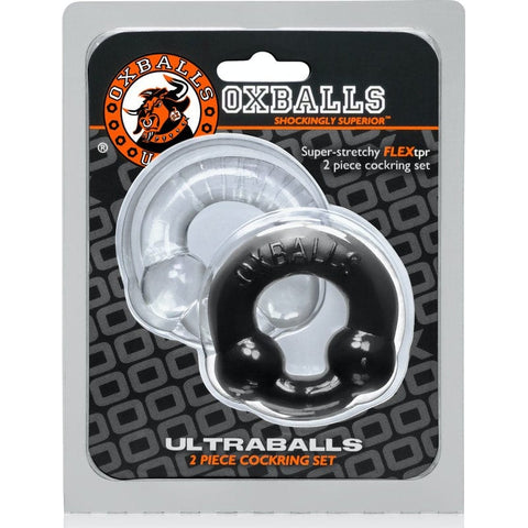 Ultraballs 2 Pack Cockring Black and Clear Cockrings