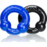 OxBalls Adult Toys Black Ultraballs 2 Pack Cockring Black And Police Blue 840215118790