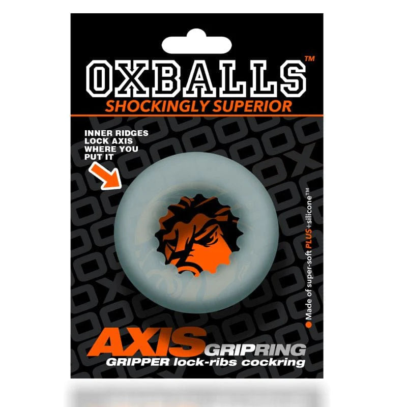 OxBalls Adult Toys Clear / One Size Axis Rib Griphold Cockring Clear Ice 840215122476