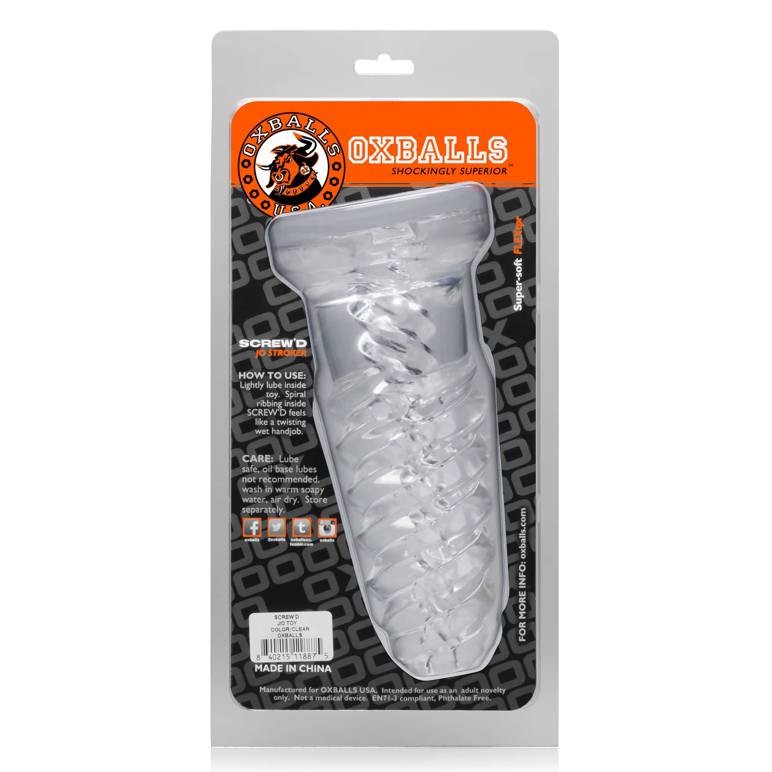 ScrewD Super Squish Corkscrew Jackoff Toy Clear Adult Stuff