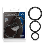 Performance Adult Toys Black Performance Silicone Cock Ring 3 Pc Set Black 850002870220