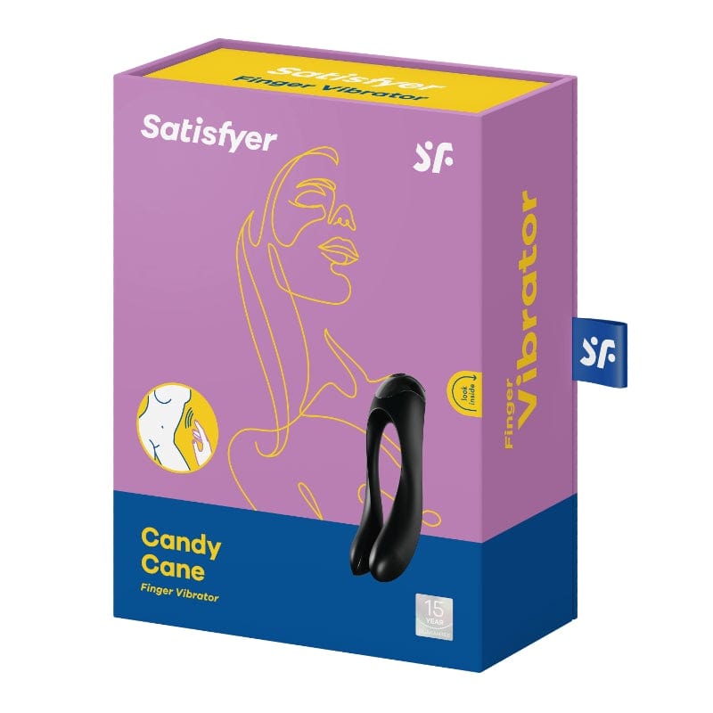 Satisfyer Adult Toys Black Satisfyer Candy Cane Finger Vibrator - Black 4061504004136