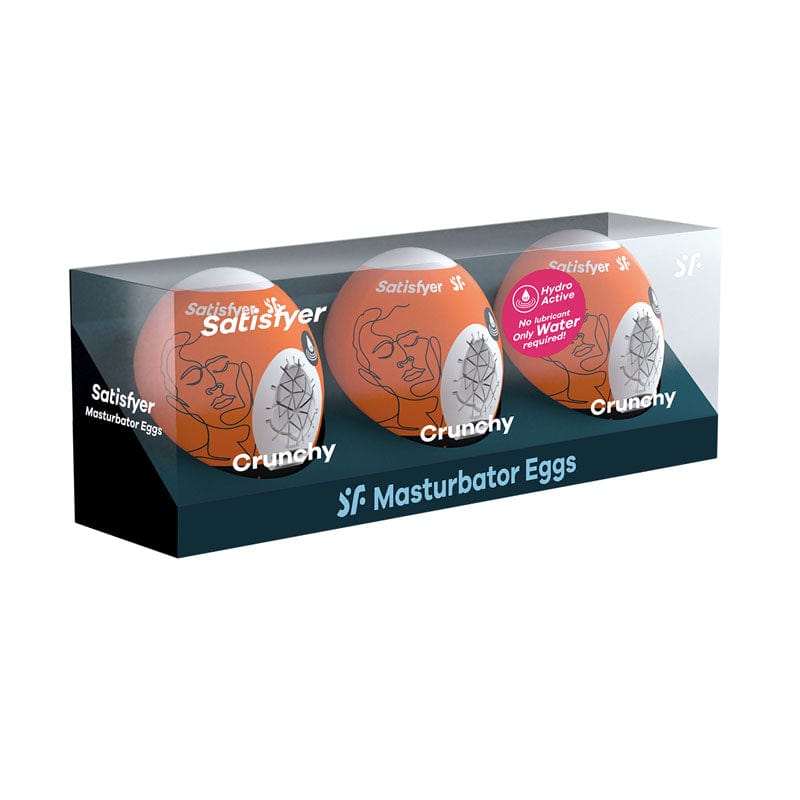 Satisfyer MASTURBATORS-PREMIUM White Satisfyer Masturbator Eggs - Crunchy 3 Pack - Set of 3 Stroker Sleeves 4049369043491