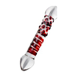 Sexus Glass Adult Toys Clear Sexus Glass Dildo Red Delight 19cm