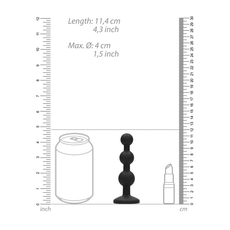 Shots Toys ANAL TOYS Black OUCH! Silicone Beaded Diamond Butt Plug -  11.4 cm Butt Plug with Gem Base 8714273544117