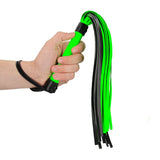 Shots Toys BONDAGE-TOYS Green OUCH! Glow In The Dark Flogger Whip 7423522641699