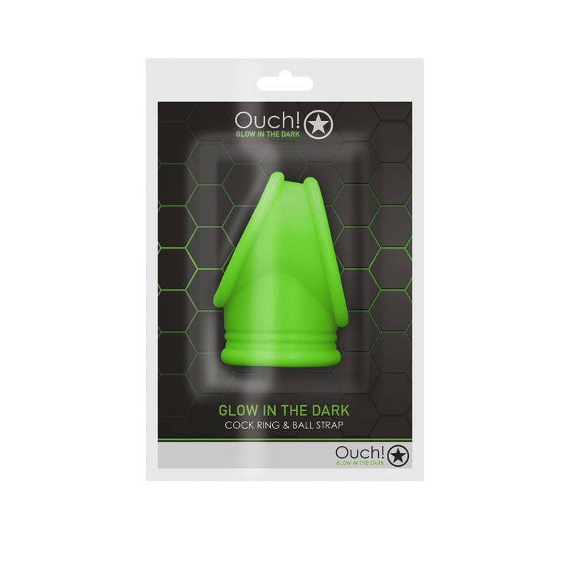 Shots Toys COCK RINGS Green OUCH! Glow In The Dark Cock Ring & Ball Strap - Glow In Dark Cock & Ball Ring 7423522657607
