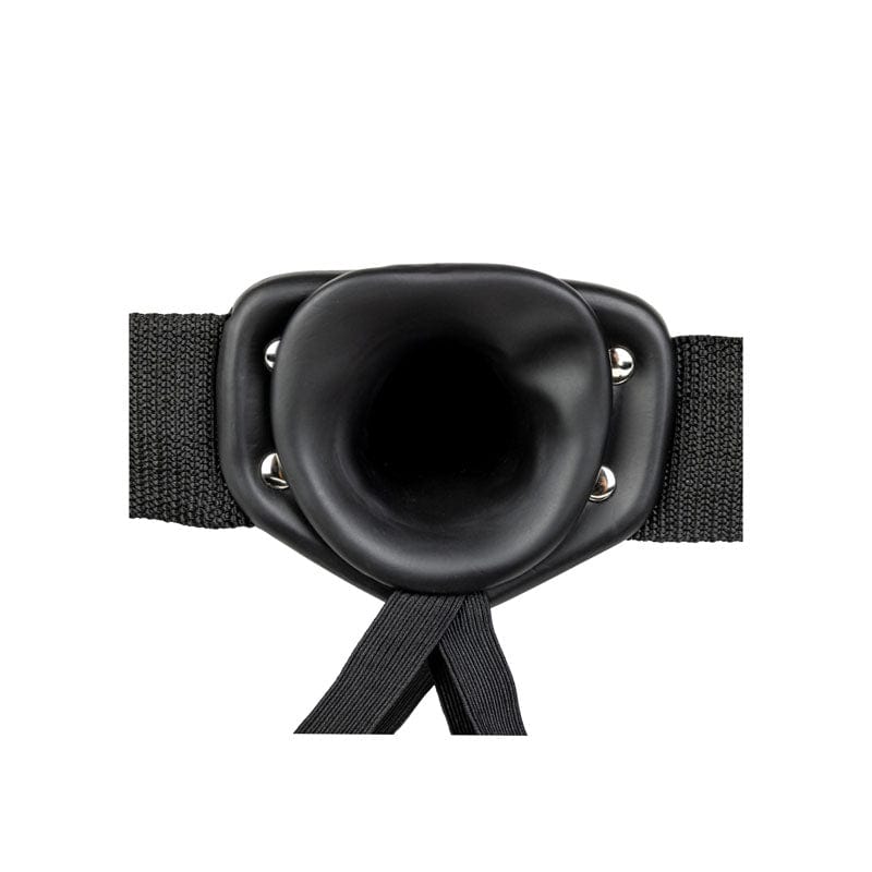 Shots Toys STRAP-ONS Black REALROCK Vibrating Hollow Strap-on - 15.5 cm  -  15.5 cm Vibrating Hollow Strap-On 8714273521415