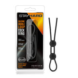Stay Hard Adult Toys Black Stay Hard Silicone Double Loop Cock Ring Black 853858007529