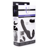 Strap U Adult Toys Black Slim Rider Ribbed Vibrating Silicone Strapless Strap On 848518031150