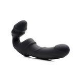 Strap U Adult Toys Black Slim Rider Ribbed Vibrating Silicone Strapless Strap On 848518031150