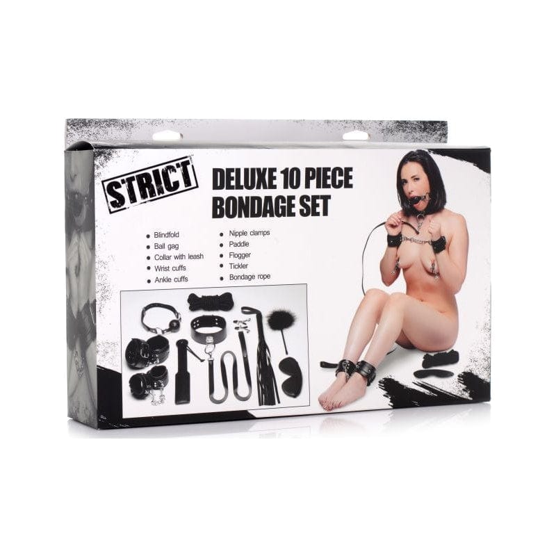 Strict Adult Toys Black Deluxe 10 Piece Bondage Set Black 848518043627