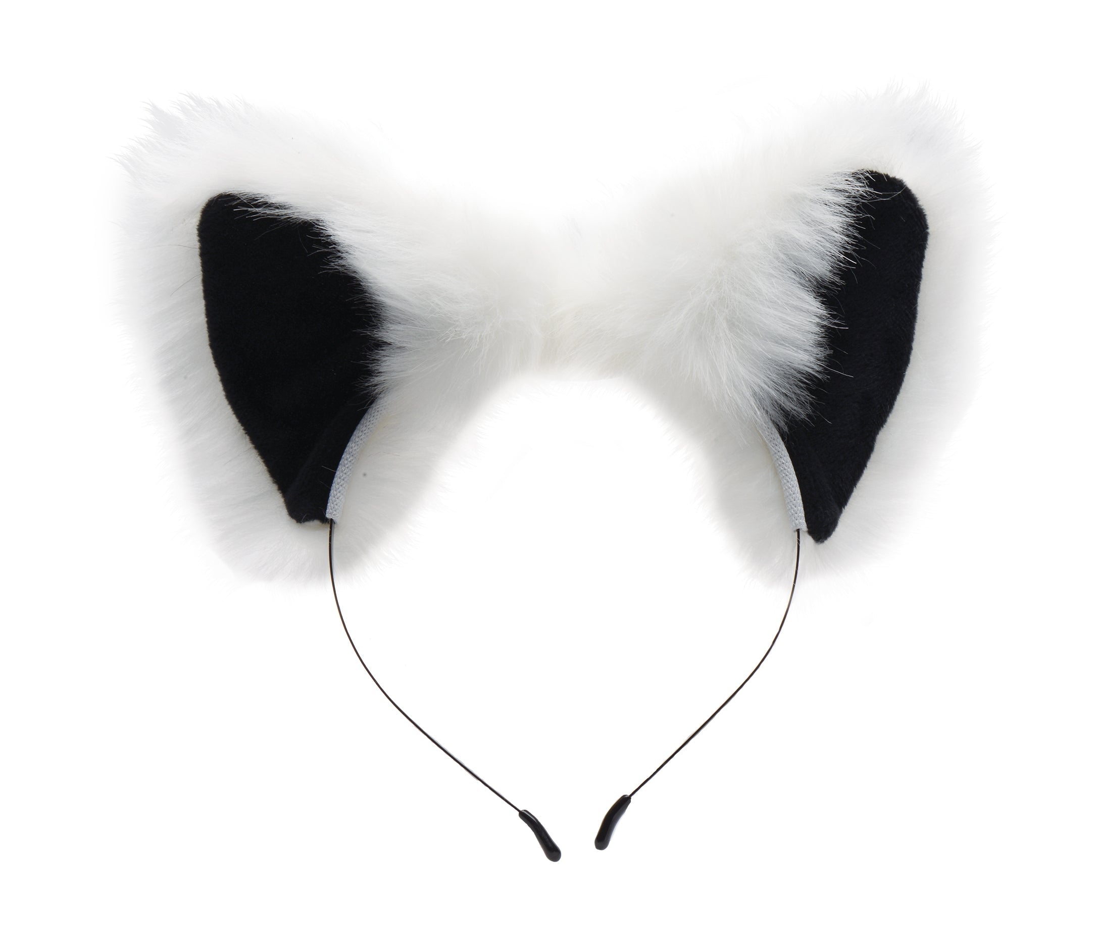 Anal Plug and Ears Set with White Fox Tail Tails