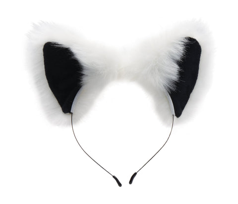 Anal Plug and Ears Set with White Fox Tail Tails
