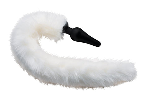 Anal Plug and Ears Set with White Fox Tail Tails