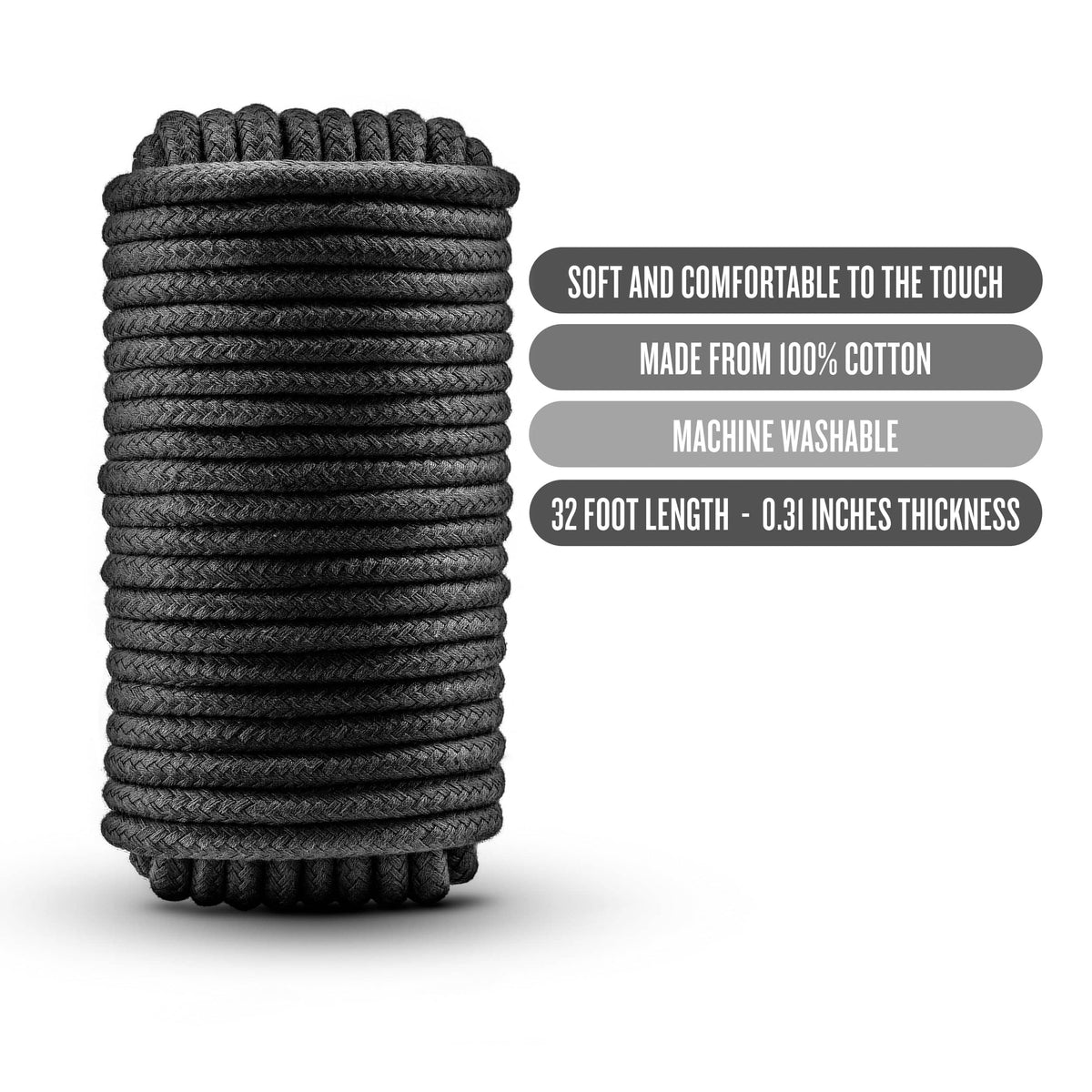 Temptasia Bondage Rope 10 Meter Soft Cotton Black > Bondage Gear > Rope