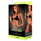 WhipSmart BONDAGE-TOYS Green Glow Deluxe Role-Play Collar and Leash - Glow in the Dark 848416007547