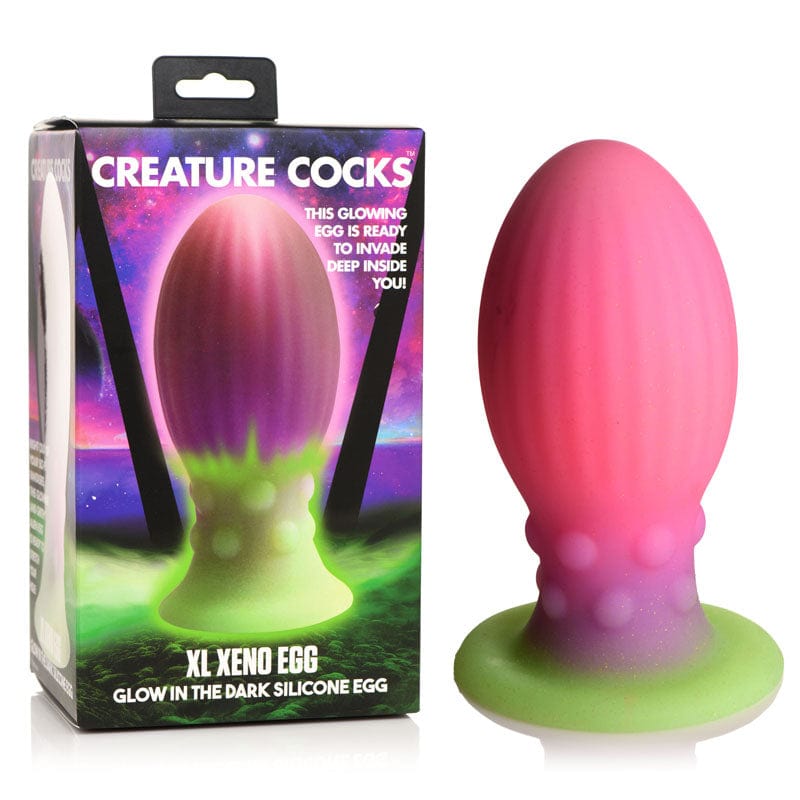 XR Brands ANAL TOYS Pink Creature Cocks XL Xeno Egg - Glow in Dark 848518049070