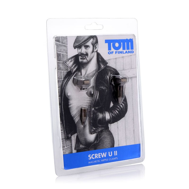 XR Brands BONDAGE-TOYS Chrome Tom Of Finland Screw U II - Metal Magnetic Nipple Clamps 848518027924.